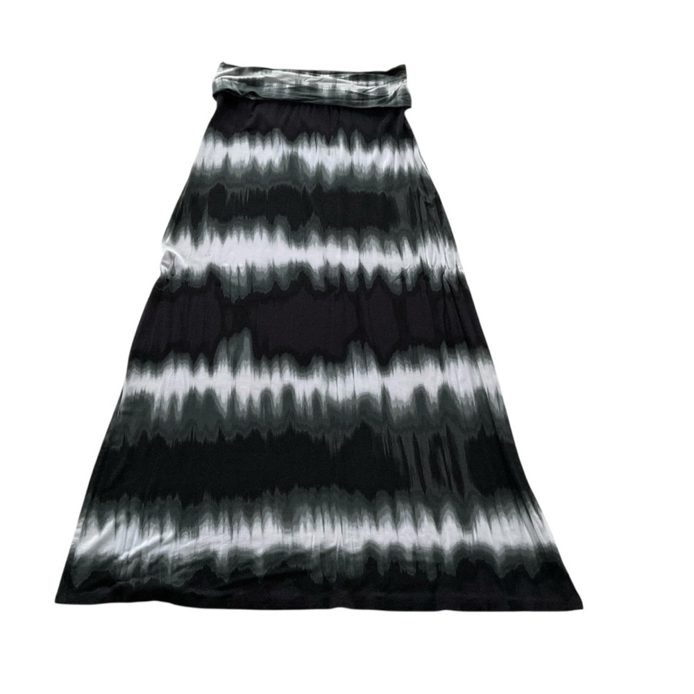a.n.a Tie Dye Maxi Skirt Sz SP Black White Fold Over 
Boho Hippie Beach Vacation